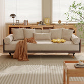 Modern 3 seater sofa bed with wooden frame and pull-out convertible design
